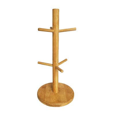 China Viable Bamboo Cup Holder Tree 6 Hooks Hanging Holder Mark Cup Display Shelf Cup Holder Cup Storage for sale