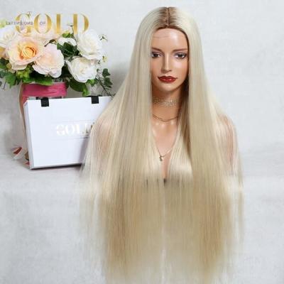 China Luxury Long Super Rooted Straight Human Hair Wigs Ombre Blonde Full Lace Wigs Full Lace Wig Silk Low Wigs For Sale for sale