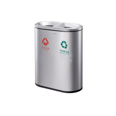 China Durable Indoor Trash Can Stainless Steel Hotel Trash Can School Double Trash Can for sale