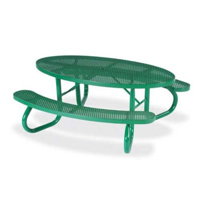 China Arlau Modern Outdoor Round Metal Picnic Table Chairs Outside Dining Table And Garden Steel Bench for sale