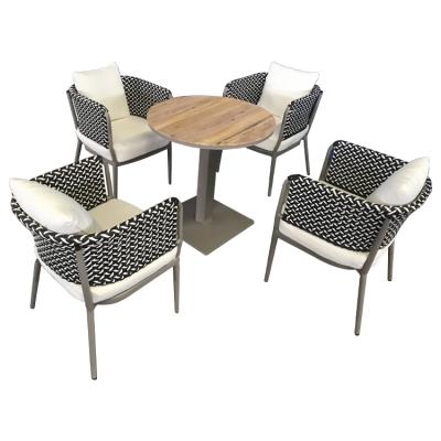 China Modern Nordic Vintage Cafe Chairs And Patio Outdoor Rope Table Set Garden Weaving Chair for sale