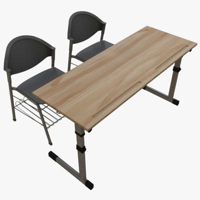 China Modern Contemporary Long Study Desk Double Classroom Student School Desk And Chair Set for sale