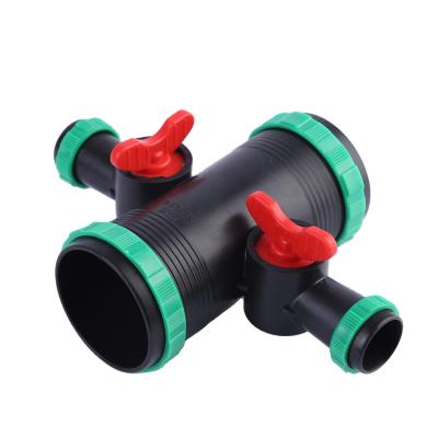 China Garden Irrigation Factory Price Irrigation Connector 63*28mm Valve Irrigation Cross Valve For Spray Hose for sale