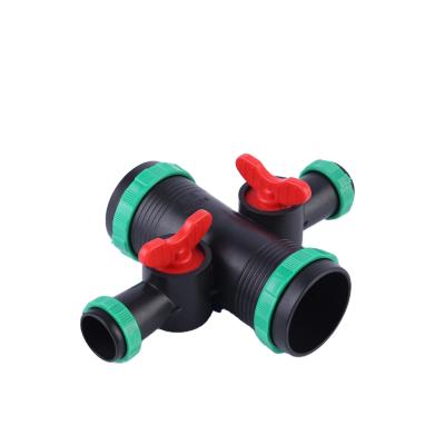 China Irrigation System 50mm* 28mm Valve Irrigation Cross Joint Garden Irrigation Factory Price for sale