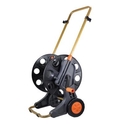 China Anti Abrasion Portable Garden Hose With Two Wheels Handle Memory 60M Garden Hose Reel Cart for sale