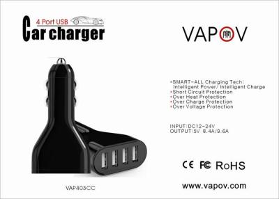 China Promotional 9.6A 4 Port USB Smart Car Charger for mobile phone and tablet with CE approved for sale