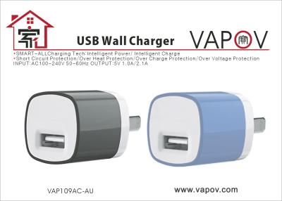 China SAA approved 2.1A Single USB Wall Charger , Intelligent Ttravel Phone Charger for sale