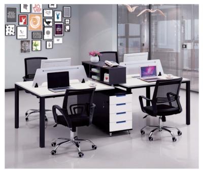 China Extendable Q201 Modern Minimalist Office Furniture 4-Station Computer Desk with Drawer Panel for sale