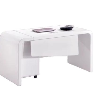 China Extendable Q140 Pure White Computer Desk with Drawers Stand-Alone Office Furniture for Private Spaces for sale