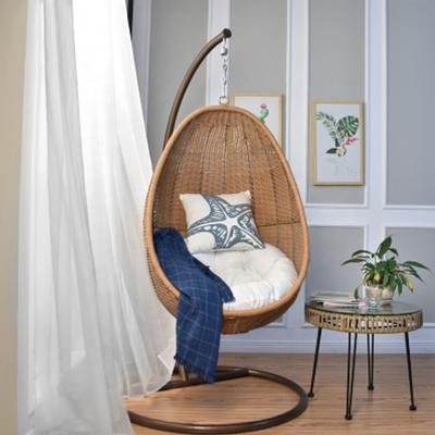 China Outdoor and indoor durable single swing chair modern hanging rattan garden floor suit metal casual style for sale