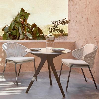 China Modern Modern Outdoor Cafe Rattan Rope Woven Dining Garden Rope Chairs Tables Sectional Sets for sale