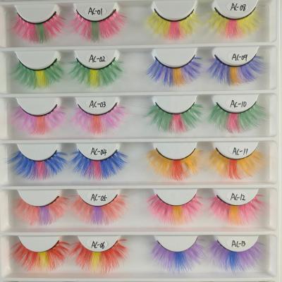 China Dolovebeauty 2022 Cruelty Free Rainbow False Eyelash Two Tone Color Silk Beautiful Lashes Mink Eyelash Wholesale for sale