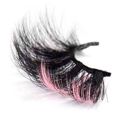 China Dolovebeauty Light Pink False Eyelash Cruelty Two Tone Color Mink Eyelashes Red Side Eyelashes Luxury Mink Free Material for sale