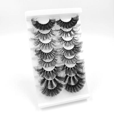 China Dolovebeauty Wholesale Natural 8 Pairs 16 20 Pairs 25mm Mink Silk False Eyelashes Set Beautiful Fluffy Tapered Fake Eyelash Set for sale