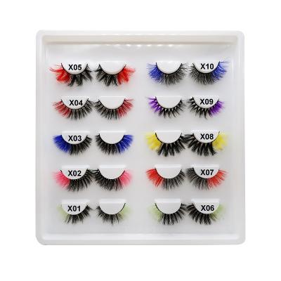 China Free Sample Two Color Cruelty Free Dolovebeauty False Eyelash Silk Mink Lashes 10 Pairs Color Lashes Set for sale