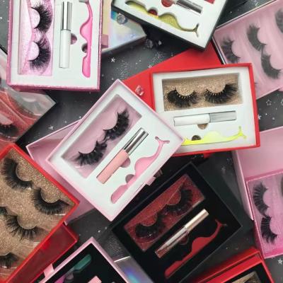 China Wholesale Dolovebeauty Natural Magnetic Book Wick Tweezers Wick Glue One Pair Mink Eyelash Set Custom Private Logo for sale