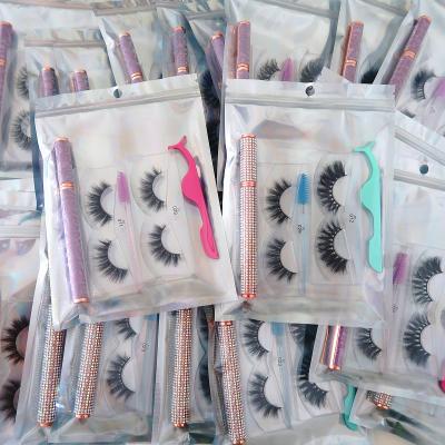 China Dolovebeauty Real Cruelty Mink Eyelash Lashes Set Holographic Brush Free Holographic Brush Pen Set Lashes Set for sale