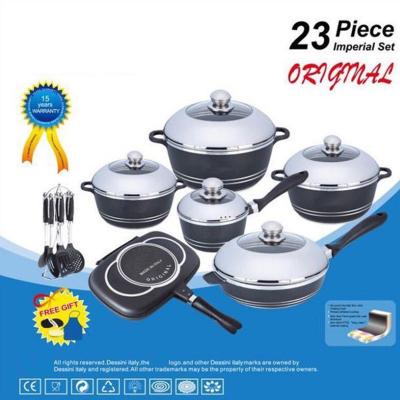 China Viable Cookware Dessini 23 Piece Aluminum Stick Pot Set Maifan Stone Non Die Cast Iron Kitchen Induction Cooker GiftWoks for sale