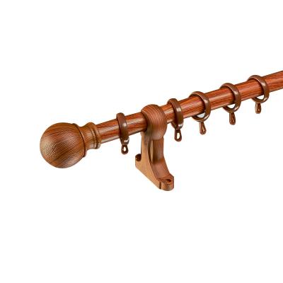 China Metal diameter 28mm fancy wood like aluminum alloy double curtain rod for sale