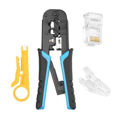 China Multi-function rj45 head wire network crimping crimp tool rj45 connectors tool crystal stripper network sheath crimping pliers set rj45 crimp tool for sale