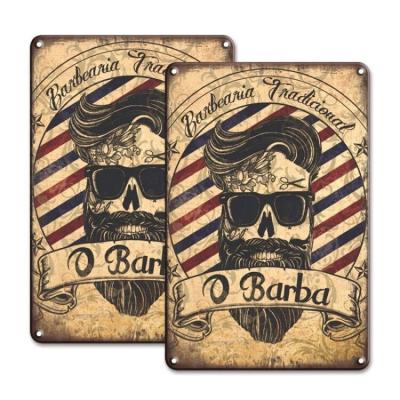 China Rust Europe Best Selling 20*30cm Vintage Metal Antique Metal Plate Signs Retro Decoration Signs Tin Signs For Barbershop for sale