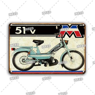 China Custom Europe Designs Wall Decor Motorcycle Tin Sign Retro Metal Plaque Vintage Metal Wall Signs for sale