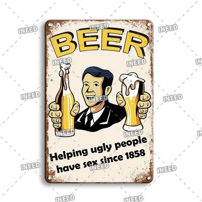 China Retro Metal Tin Signs Wall Stickers Tin Signs Decor Retro Europe Vintage Beer Art for sale