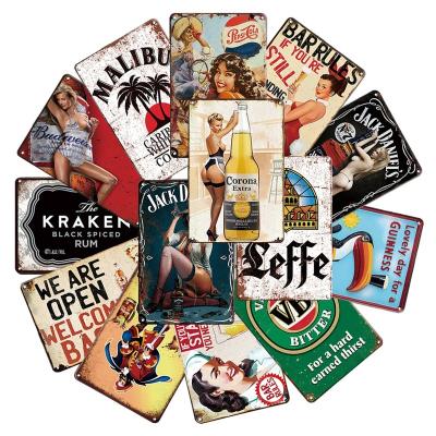 China Custom Metal Signs Europe Metal Decor Wall Bar Crafts Old Vintage Retro Printing Metal Tin Signs for sale