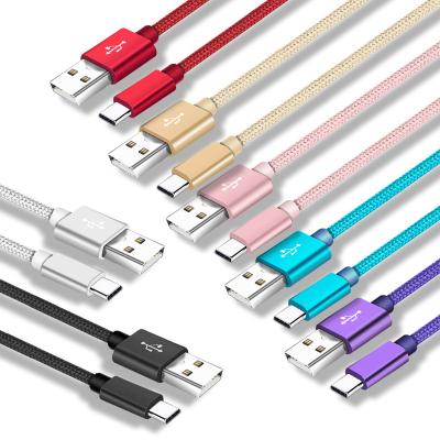 China Wholesale Colorful Fast Charging USB Type C Data Cable 1m 2m Data Transfer Cable Fast Charging Mobile Phone Cable Nylon Braided Type C Cable For Samsung for sale