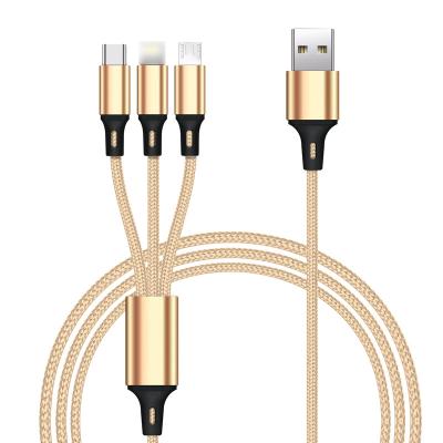 China Etc.electronic Mobile Phone Product Free Sample Nylon Braided 3 In 1 3ft 6ft 10ft Type C Cable Micro Charger Usb Cable 8pin Fast Data Cable For All Smart Phone for sale