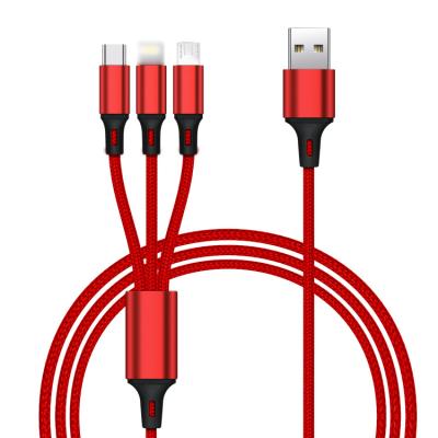 China Etc.electronic mobile phone new product nylon braided 3 micro in 1 multi usb charger cable 3 in 1 usb c charging cable for iphone 13 12 11 for sale