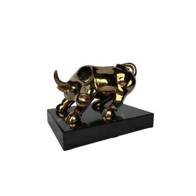 China Printing Plating Stainless Steel Wall Street Bull Statue Indoor Decor Animal Sculpture for sale