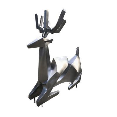 China White Color Modern Outdoor Decor Stainless Steel Mirror Custom White Abstract Metal Deer Statue for Garden for sale