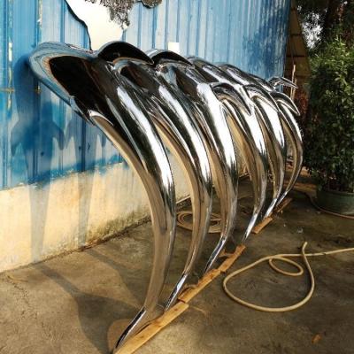 China Steel Modern Abstract Dolphin Stainless Steel Abstract Sculpture for Outdoor Decoration for sale