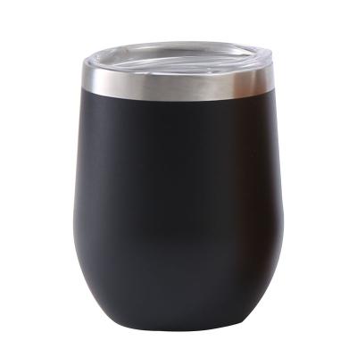 China Double Tumbler Insulated Stainless Steel Wall Egg Shape Viable Black Thermal Mug Cups Coffee Mug for sale