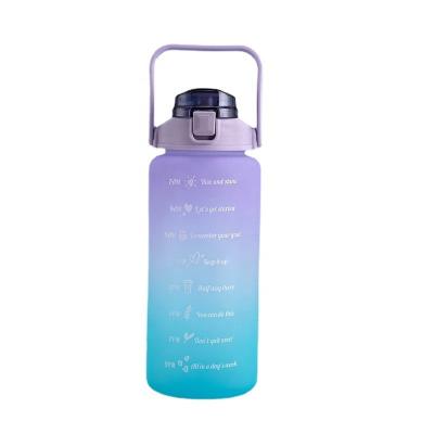 China Sustainable Hot Selling Amazon Sport 2L Empty Portable Unbreakable Gradient Color Plastic Water Bottle With Lock for sale