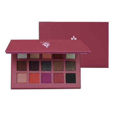 China Waterproof HZM COLOR Matte Shimmer 15 Color Private Label Makeup Eyeshadow Palette With Mirror for sale