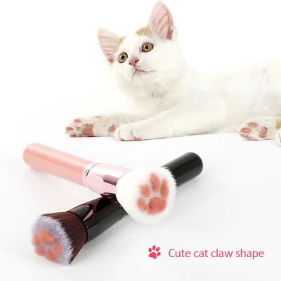 China Professional Simple Cute Flat Brush Cat Claw Pink Paw Shape Makeup Brush Powder Brush for sale