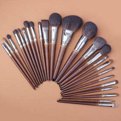 China Professional Hot Sale 24PCS Wooden Handle Smudge Brush Makeup Set Brush With Private Logo for sale