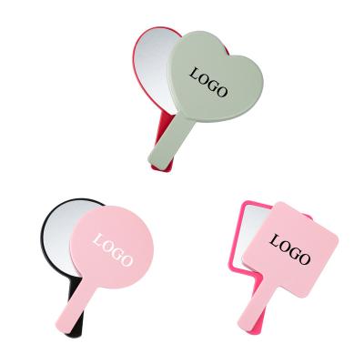 China Personalized Heart Round Square Shapes Plastic Portable Handheld Mirror Customized Logo Cosmetic Mirror Private Label Makeup With Handle for sale