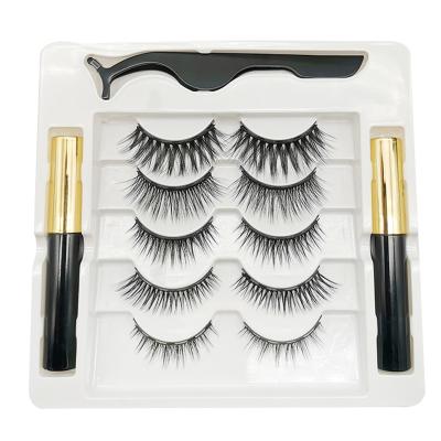 China Natural Long Magnet False Eyelash With Tweezers Eyeliner Eyelash Suit Package Box for sale