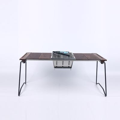 China Modern Camping Fishing Table Detachable Home Outdoor Walnut Picnic Barbecue Solid Wood Portable Table for sale