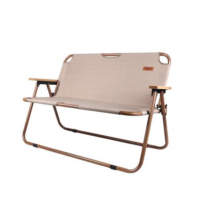 China 600D Oxford Cloth Modern Outdoor Wood Beach Double Chair Aluminum Picnic Portable Folding Camping Chairs for sale