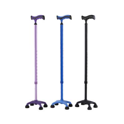 China Aluminum Alloy Cane Metal Outdoor Walking Stick Medical Four Leg Folding Walking Stick For Handicapped for sale