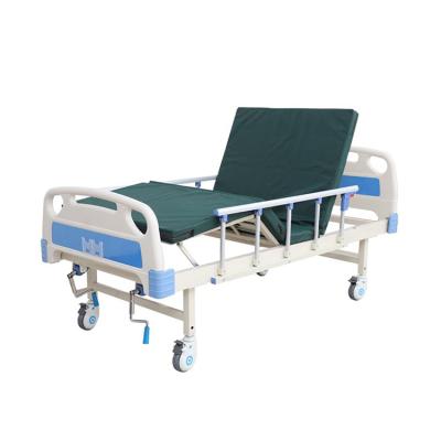 China Furniture Foshan Factory Supply ABS Head Panel Commercial Manual Two Crank Hospital Bed For Clinic And Hospital for sale