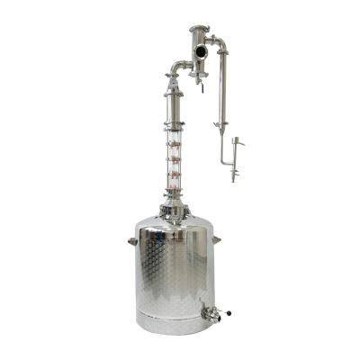 China food & Beverage Factory 150L Whiskey Distiller Jenever Glass Column with Copper Core Electric Heating Distiller for sale