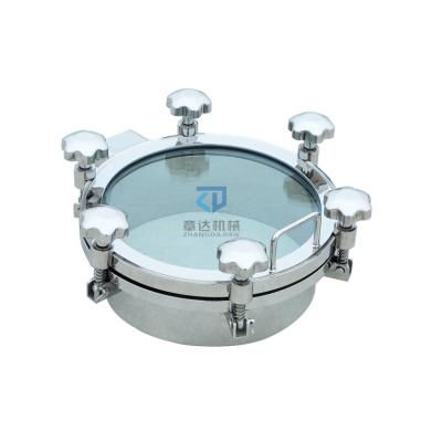 China Round Ss304/316 manway flange Manway DN250-500mm stainless steel with sight glass manhole cover for sale