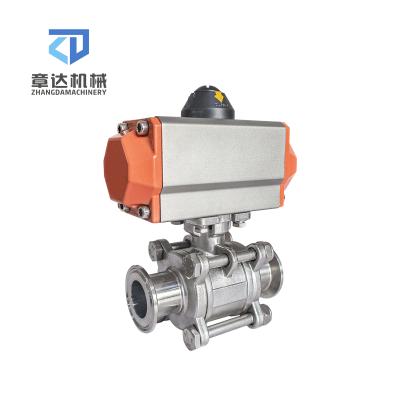 China Sanitary Faucet Aluminum Flange Machinery Repair Shops Pneumatic Three Piece Ball Valve Liquid Spare Parts 304/316 for sale