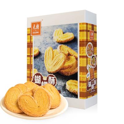 China Snacks 80g Low-CARB Food Sweet Chinese Butterfly Pastry Wholesale Cookie Palmier Cookie for sale