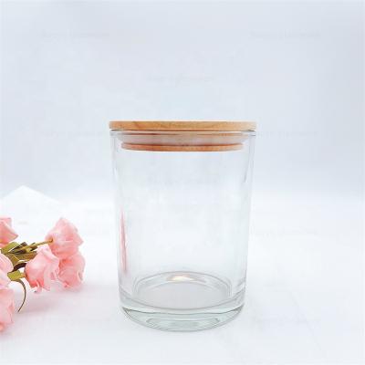 China Candle. soy wax recycled empty glass candle jars with wooden lid for candle making for sale